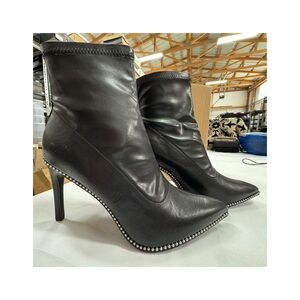 Bar 111 Black Pointed-Toe Ankle Boots with Stud Trim size 10